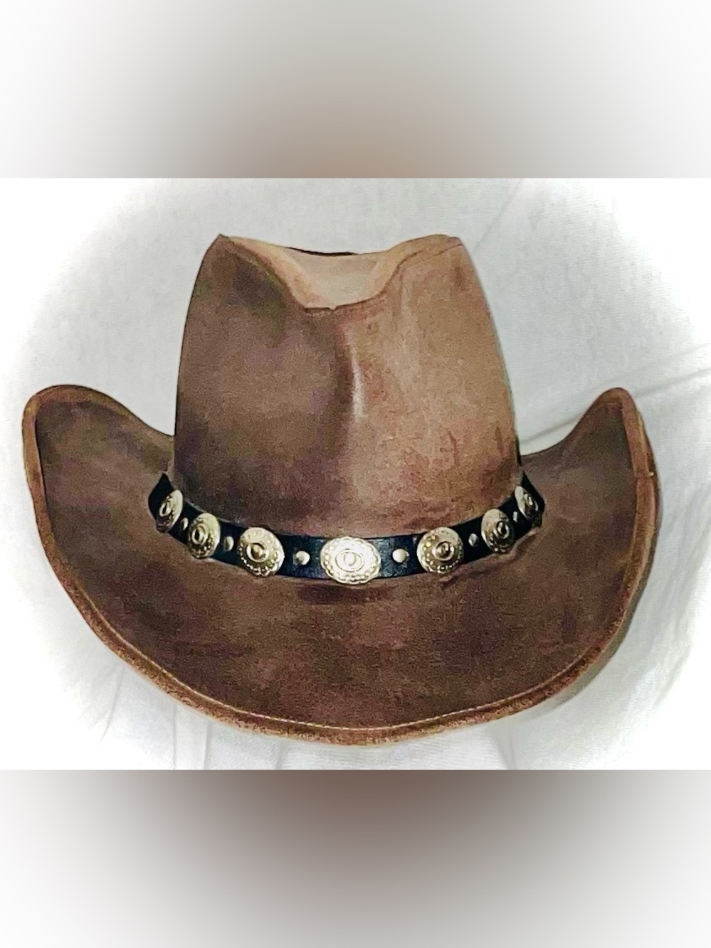 Hatquarters USA by Henschel Leather Cowboy Hat Brown Western Concho Band Size M